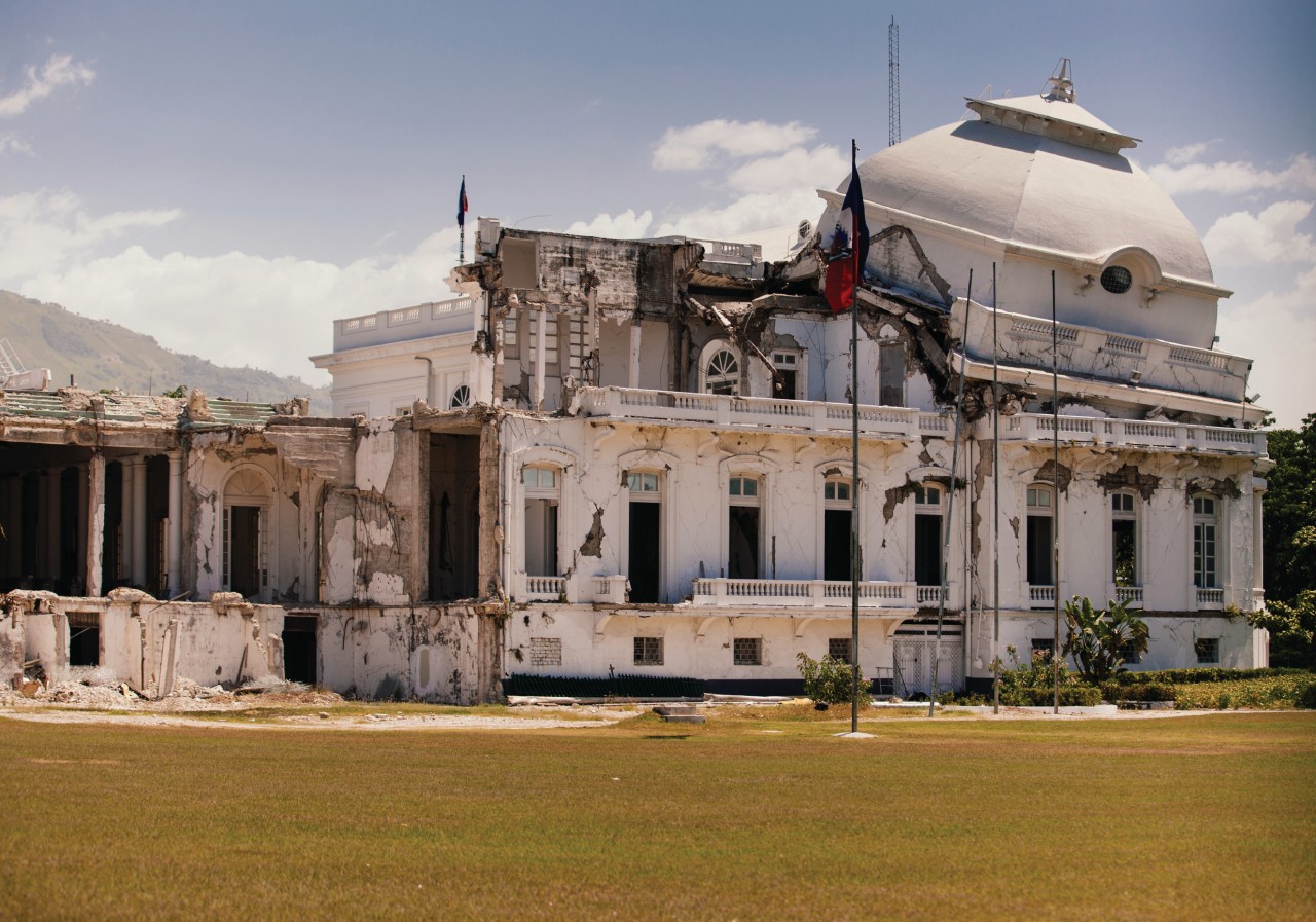 Le Palais présidentiel d'Haïti après le tremblement de terre.