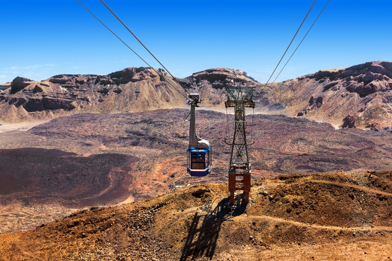 Téléphérique sur le volcan Teide sur l'île de Ténérife.