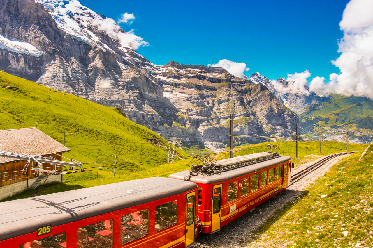 Le train à crémaillère de Jungfraujoch.