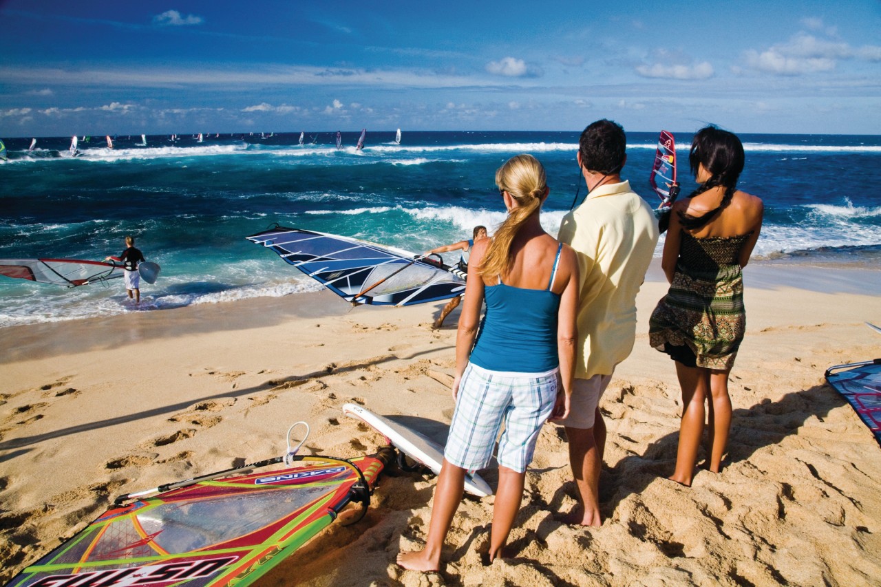 Véliplanchistes de Hookipa Beach.