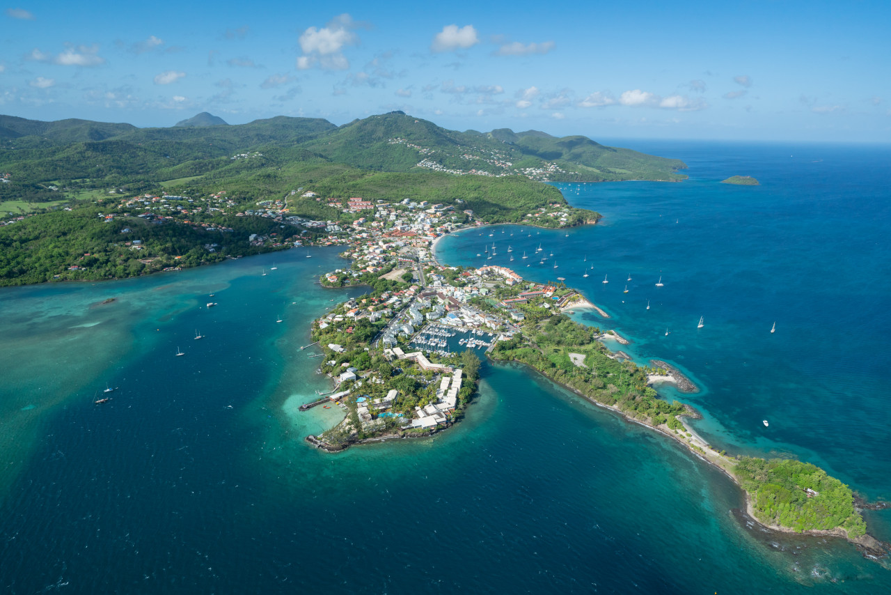 La Pointe du Bout vue du ciel, Les Trois-îlets.