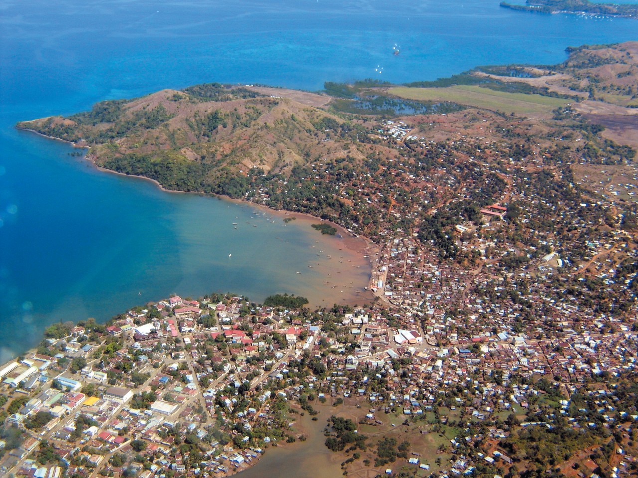 Andoany (Hell-Ville) vue aérienne, Nosy Be