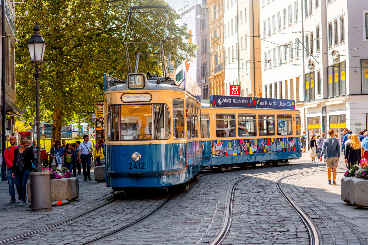 Tramway dans le centre de Munich.