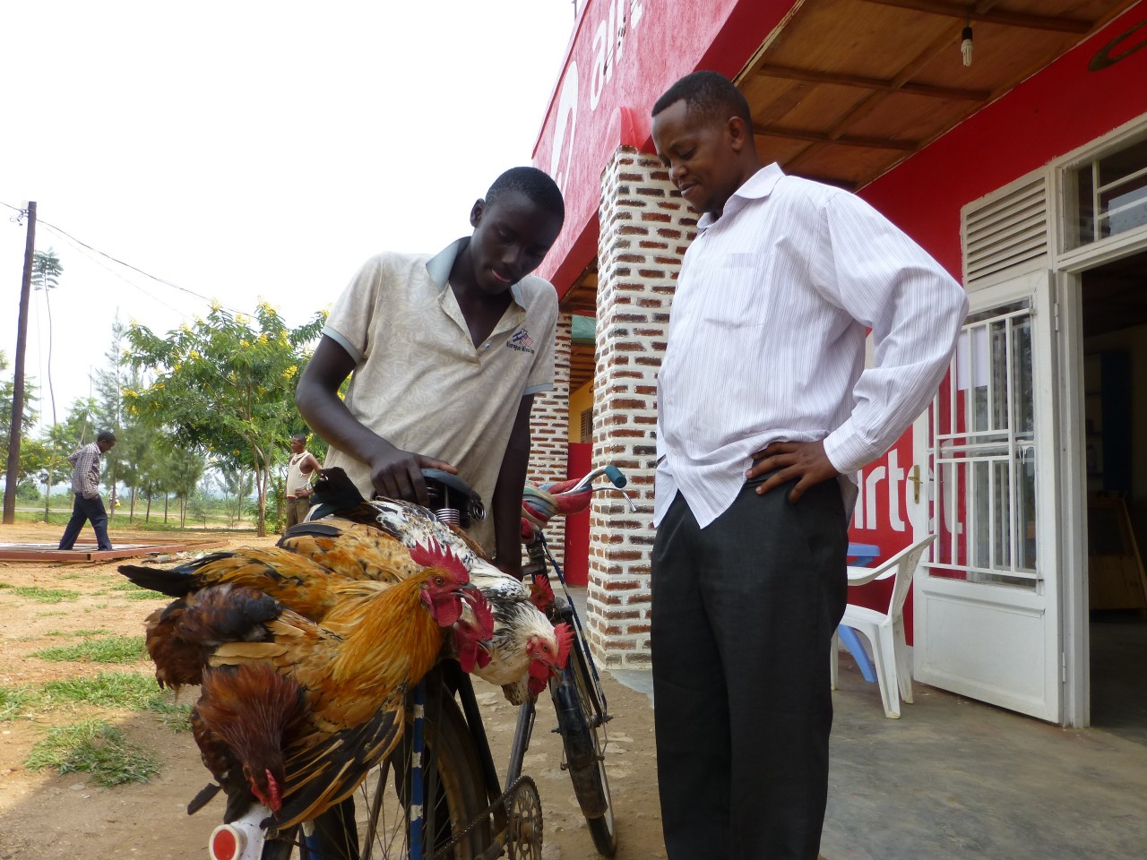 Vendeur de poules près de Nyamata.