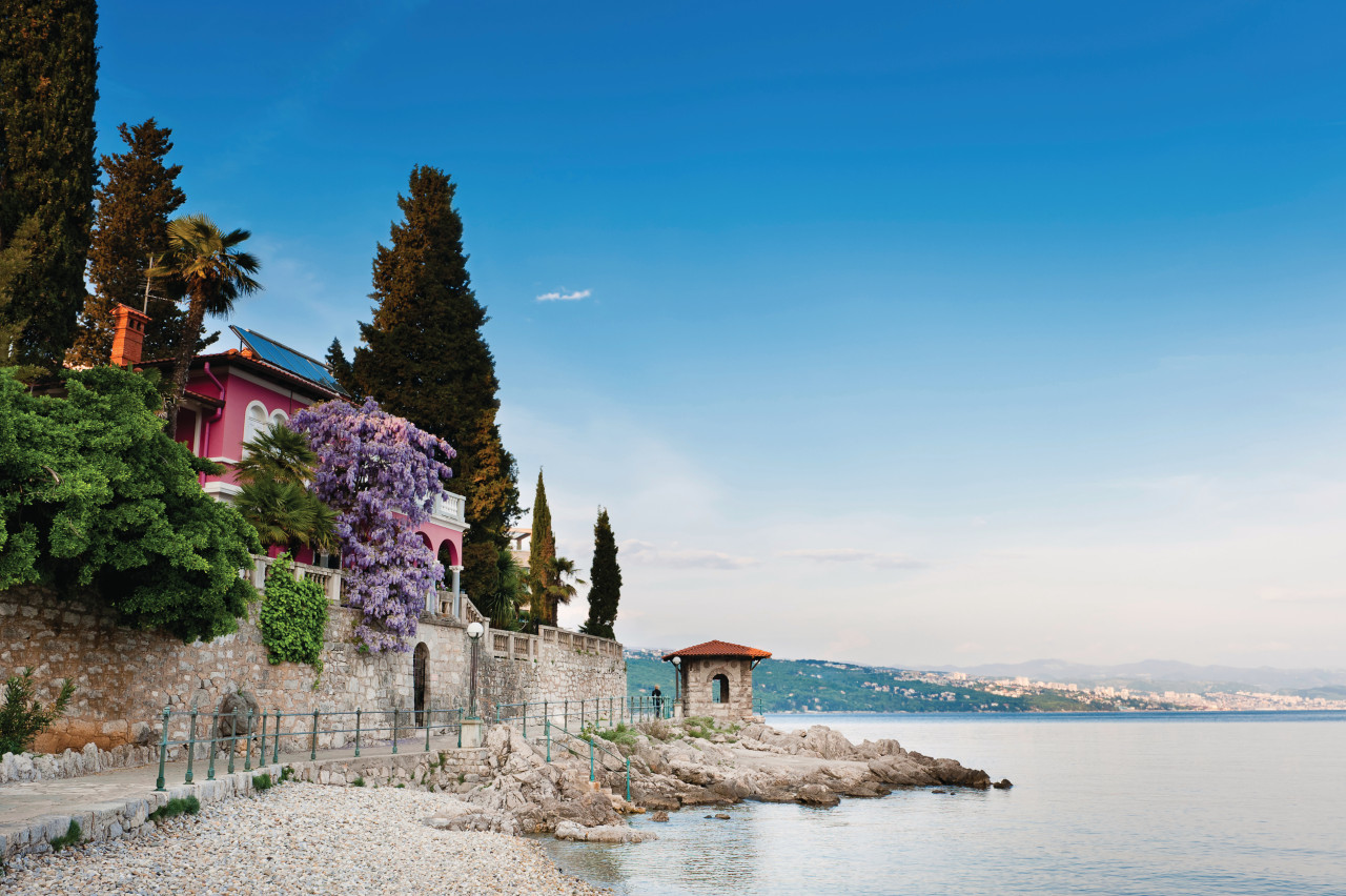 Villas balnéaires sur le Lungomare d'Opatija.