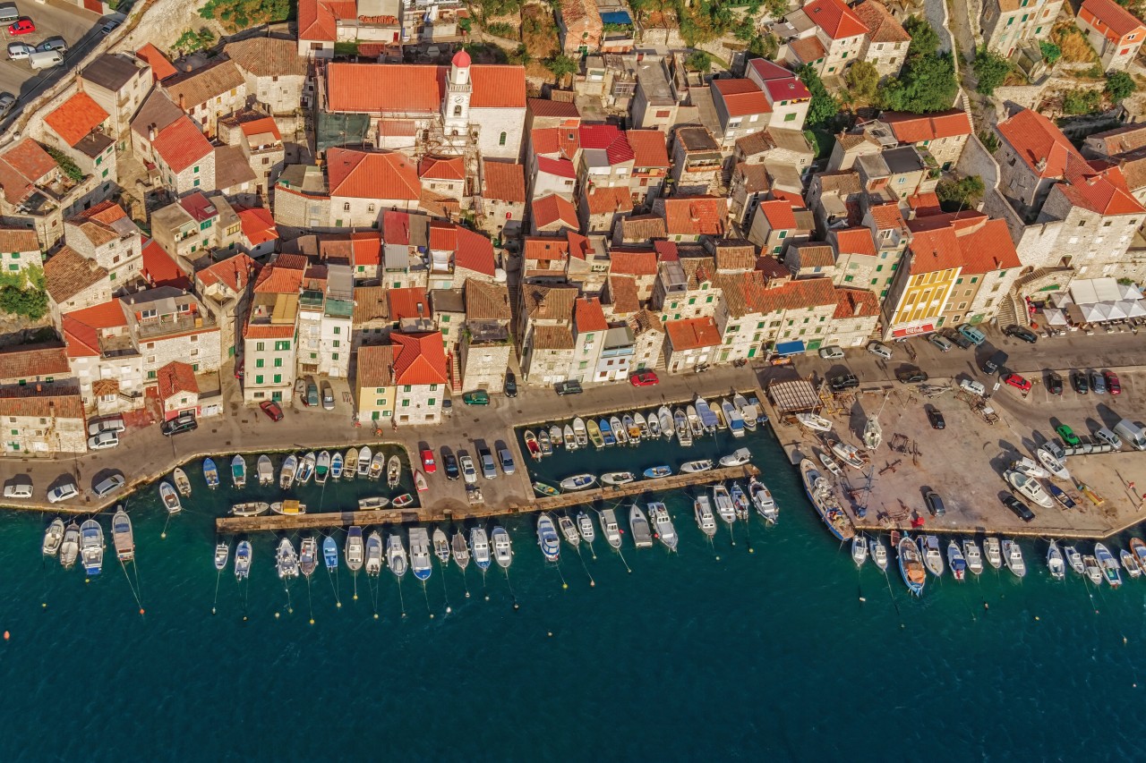 <p>Vue aérienne de Šibenik.</p>